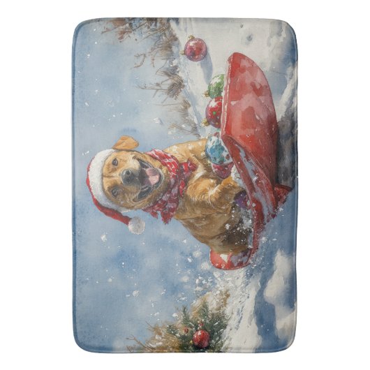 Rhodesian Ridgeback Hond in Sledge Kerstmis Badmat (Voorkant Verticaal)