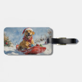 Rhodesian Ridgeback Hond in Sledge Kerstmis Bagagelabel (Achterkant horizontaal)