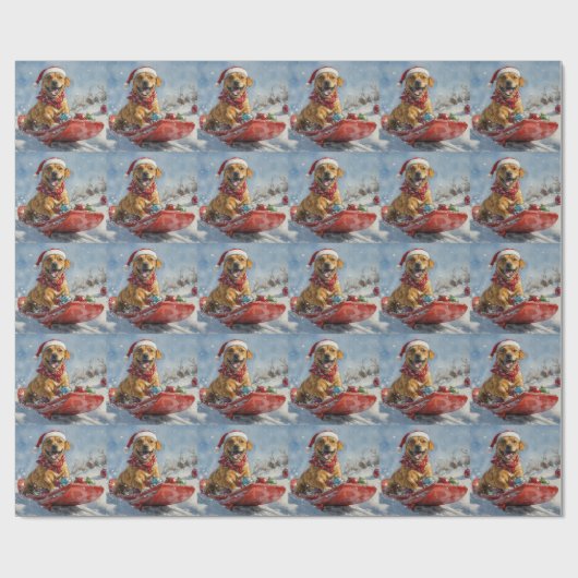 Rhodesian Ridgeback Hond in Sledge Kerstmis Cadeaupapier (Vlak)