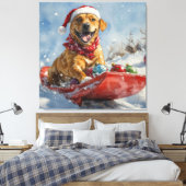 Rhodesian Ridgeback Hond in Sledge Kerstmis Canvas Afdruk (Insitu (Slaapkamer))