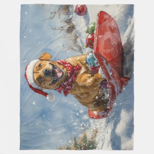 Rhodesian Ridgeback Hond in Sledge Kerstmis Fleece Deken (Voorkant)