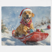 Rhodesian Ridgeback Hond in Sledge Kerstmis Fleece Deken (Voorkant (Horizontaal))