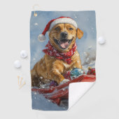 Rhodesian Ridgeback Hond in Sledge Kerstmis Golfhanddoek (Insitu)