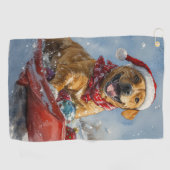 Rhodesian Ridgeback Hond in Sledge Kerstmis Golfhanddoek (Horizontaal)