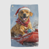 Rhodesian Ridgeback Hond in Sledge Kerstmis Golfhanddoek (Voorkant)
