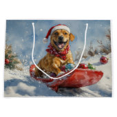 Rhodesian Ridgeback Hond in Sledge Kerstmis Groot Cadeauzakje (Voorkant)