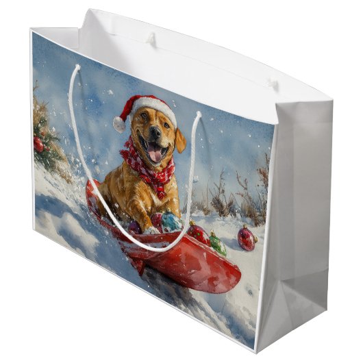 Rhodesian Ridgeback Hond in Sledge Kerstmis Groot Cadeauzakje (Achterkant Gekanteld)