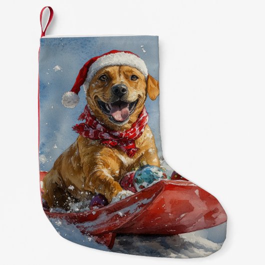 Rhodesian Ridgeback Hond in Sledge Kerstmis Kleine Kerstsok (Voorkant)