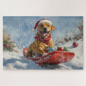 Rhodesian Ridgeback Hond in Sledge Kerstmis Legpuzzel (Horizontaal)