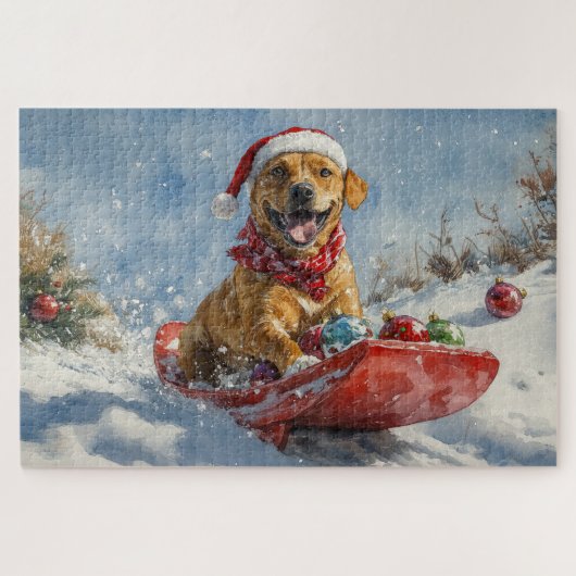 Rhodesian Ridgeback Hond in Sledge Kerstmis Legpuzzel (Horizontaal)