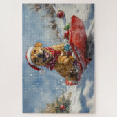 Rhodesian Ridgeback Hond in Sledge Kerstmis Legpuzzel (Verticaal)