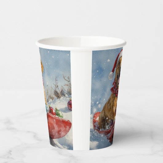 Rhodesian Ridgeback Hond in Sledge Kerstmis Papieren Bekers (Links)