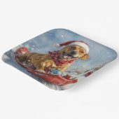 Rhodesian Ridgeback Hond in Sledge Kerstmis Papieren Bordje (Gebogen)
