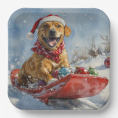 Rhodesian Ridgeback Hond in Sledge Kerstmis Papieren Bordje (Voorkant)