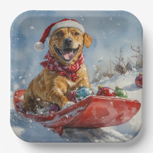 Rhodesian Ridgeback Hond in Sledge Kerstmis Papieren Bordje (Voorkant)