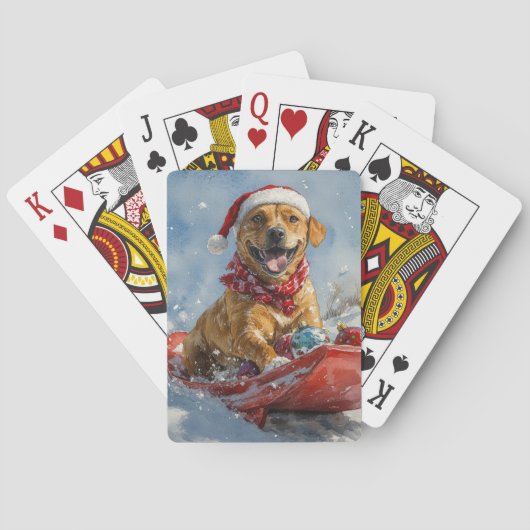 Rhodesian Ridgeback Hond in Sledge Kerstmis Pokerkaarten (Achterkant)