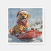 Rhodesian Ridgeback Hond in Sledge Kerstmis Servet (Voorkant)