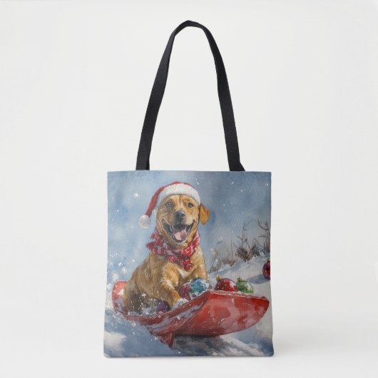 Rhodesian Ridgeback Hond in Sledge Kerstmis Tote Bag (Voorkant)