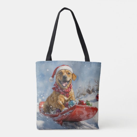 Rhodesian Ridgeback Hond in Sledge Kerstmis Tote Bag (Achterkant)