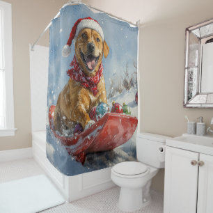 Rhodesian Ridgeback-hond in slee Christmas Douchegordijn