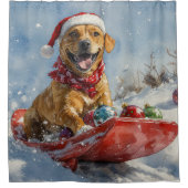 Rhodesian Ridgeback-hond in slee Christmas Douchegordijn (Voorkant)