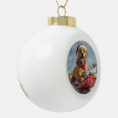 Rhodesian Ridgeback-hond in slee Christmas Keramische Bal Ornament (Links)