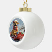 Rhodesian Ridgeback-hond in slee Christmas Keramische Bal Ornament (Rechts)
