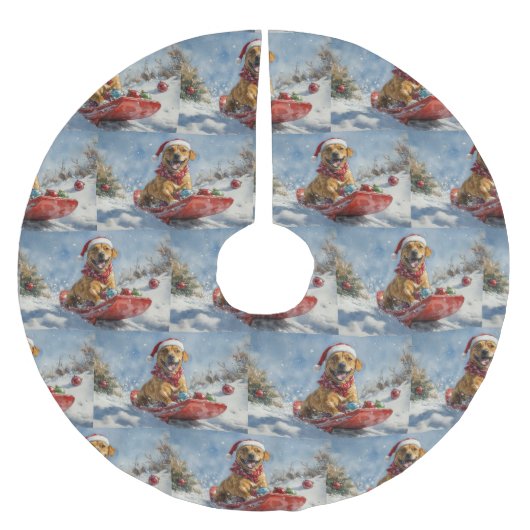 Rhodesian Ridgeback-hond in slee Christmas Kerstboom Rok (Voorkant)