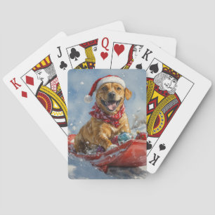 Rhodesian Ridgeback-hond in slee Christmas Pokerkaarten