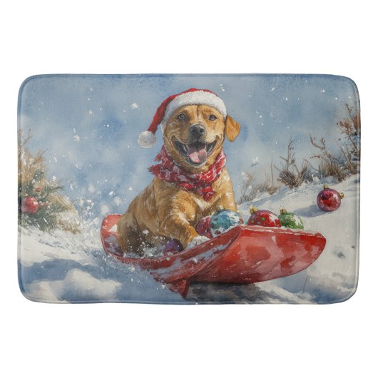 Rhodesian Ridgeback-hond in slee Kerstmis Badmat (Voorkant)