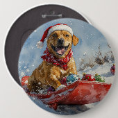 Rhodesian Ridgeback-hond in slee Kerstmis Ronde Button 6,0 Cm (Voorkant /achterkant)