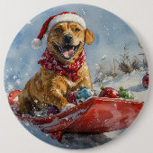 Rhodesian Ridgeback-hond in slee Kerstmis Ronde Button 6,0 Cm (Voorkant)