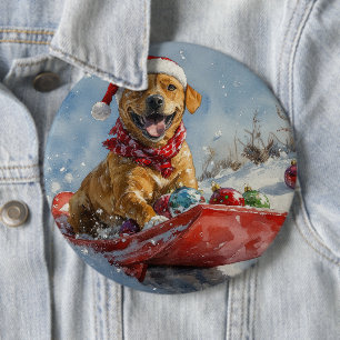 Rhodesian Ridgeback-hond in slee Kerstmis Ronde Button 6,0 Cm