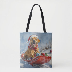 Rhodesian Ridgeback-hond in slee Kerstmis Tote Bag