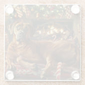 Rhodesian Ridgeback Hond Kerst Feestelijk Glazen Onderzetter (Achterkant)