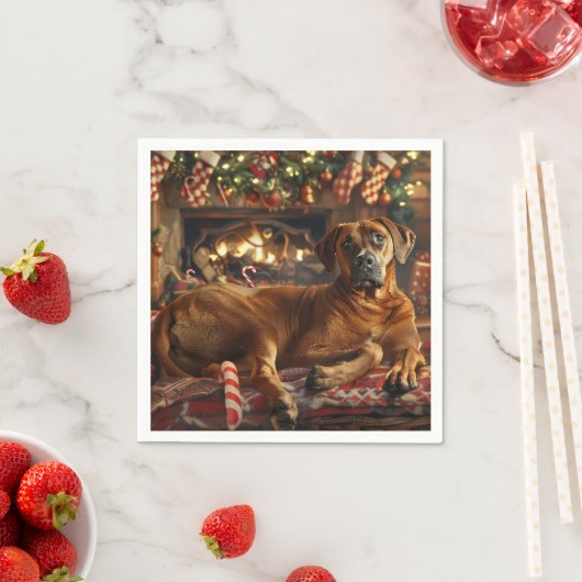 Rhodesian Ridgeback Hond Kerst Feestelijk Servet (Insitu)