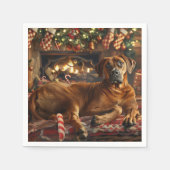 Rhodesian Ridgeback Hond Kerst Feestelijk Servet (Voorkant)