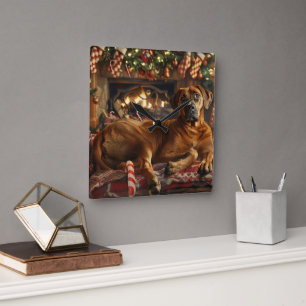 Rhodesian Ridgeback Hond Kerst Feestelijk Vierkante Klok