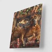 Rhodesian Ridgeback Hond Kerst Feestelijk Vierkante Klok (Hoek)