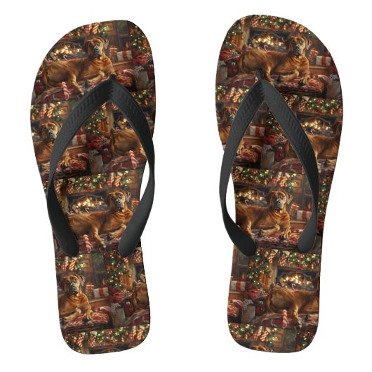 Rhodesian Ridgeback Hond Kerst Festief Teenslippers (Voetbed)