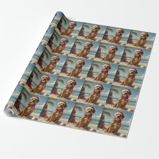 Rhodesian Ridgeback Hond Kerst Vintage Strand Cadeaupapier (Uitgerold)