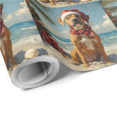 Rhodesian Ridgeback Hond Kerst Vintage Strand Cadeaupapier (Rol Hoek)
