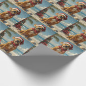 Rhodesian Ridgeback Hond Kerst Vintage Strand Cadeaupapier (Hoek)