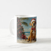 Rhodesian Ridgeback Hond Kerst Vintage Strand Koffiemok (Voorkant links)