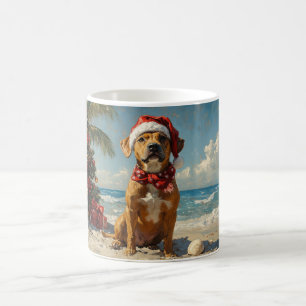 Rhodesian Ridgeback Hond Kerst Vintage Strand Koffiemok