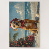 Rhodesian Ridgeback Hond Kerst Vintage Strand Legpuzzel (Verticaal)