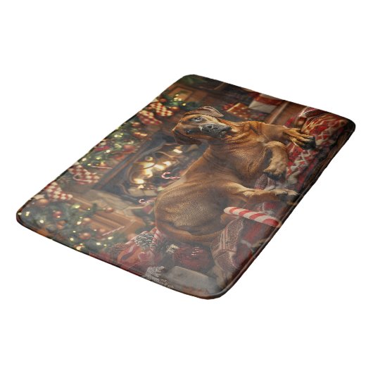 Rhodesian Ridgeback Hond Kerstfeest Badmat (Gekanteld)