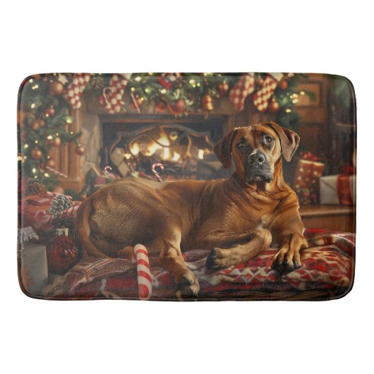 Rhodesian Ridgeback Hond Kerstfeest Badmat (Voorkant)
