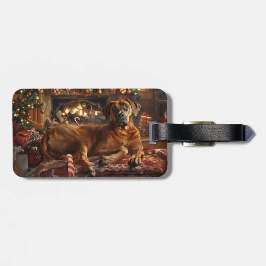 Rhodesian Ridgeback Hond Kerstfeest Bagagelabel (Achterkant horizontaal)