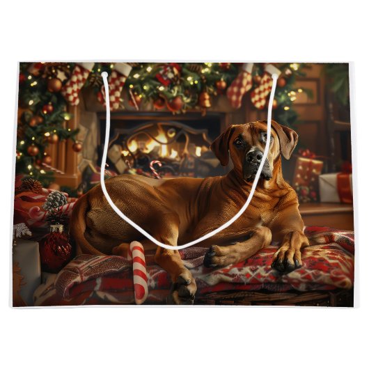 Rhodesian Ridgeback Hond Kerstfeest Groot Cadeauzakje (Voorkant)